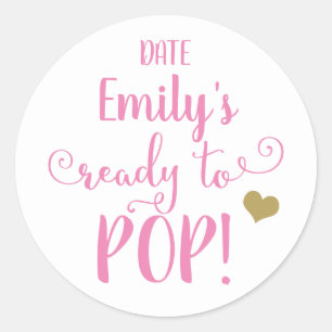 READY TO POP baby shower sticker