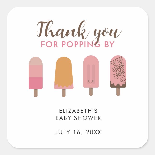 Ready to Pop Baby Shower Thank you  Square Sticker (Front)