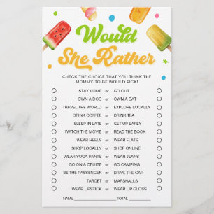 Ready to Pop Baby Shower Would She Rather Game