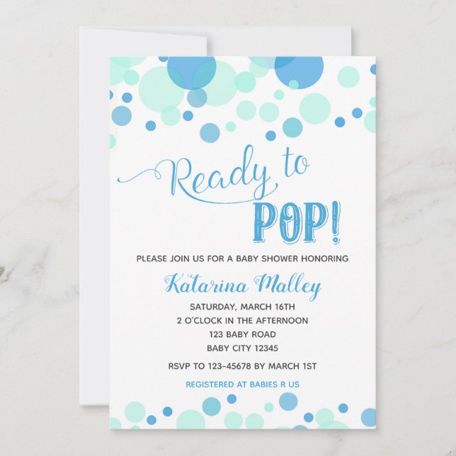 Ready to Pop! Boy Baby Shower Invitation (Front)