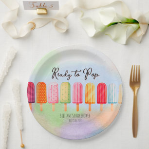 Ready to Pop Colourful Popsicle Baby Shower Paper Plate