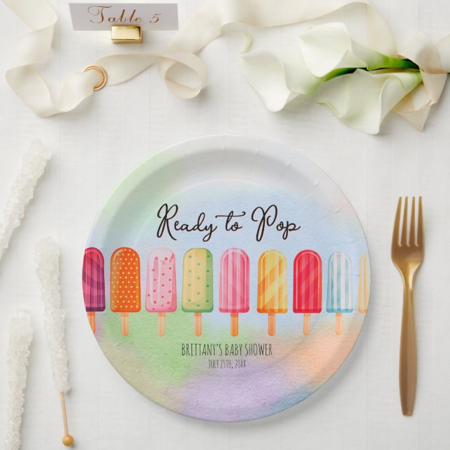 Ready to Pop Colourful Popsicle Baby Shower  Paper Plate (Wedding)