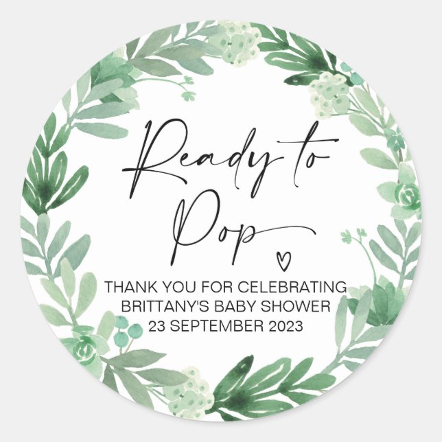 Ready To Pop Cute Baby Shower Favor Classic Round Sticker (Front)