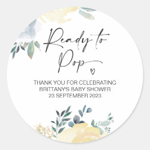 Ready To Pop Cute Baby Shower Favor Floral Classic Round Sticker