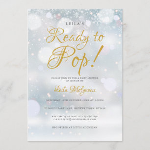 Ready To Pop First Snowflakes Baby Shower Invitation