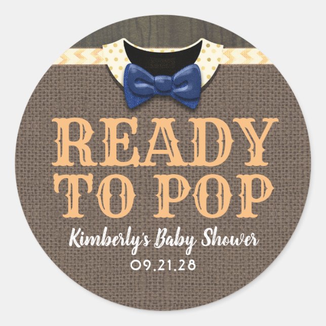Ready To Pop Fun Fall Baby Shower Favours Classic Round Sticker (Front)