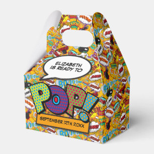 Ready To Pop Fun Modern Comic Book Baby Shower Favour Box