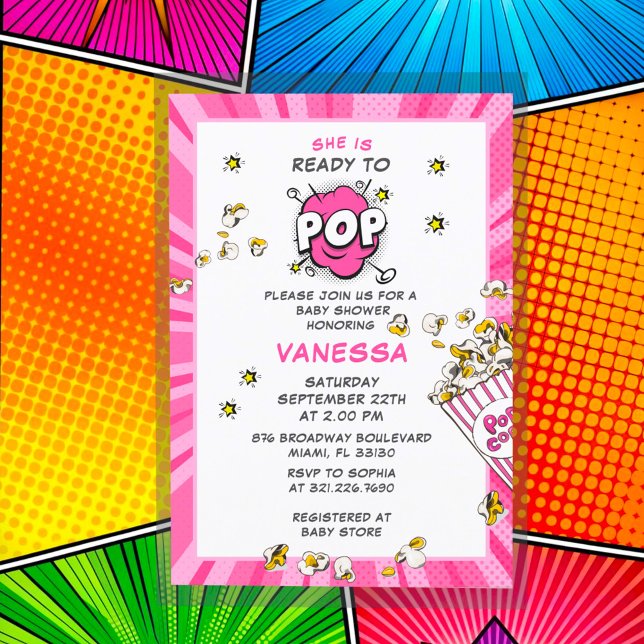 Ready to Pop Fun & Modern Girl Baby Shower  Invitation (Creator Uploaded)