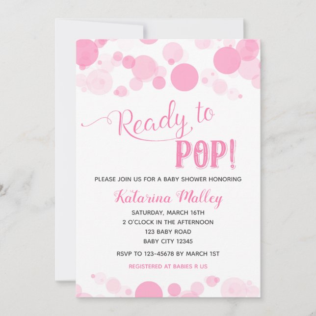 Ready to Pop! Girl Baby Shower Invitation (Front)