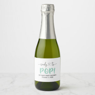 Ready To Pop Green Mini Sparkling Wine Bottle Labe Label