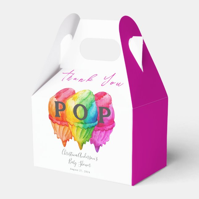 Ready to Pop Ice Cream Gradient Pink Baby Shower Favour Box (Front Side)
