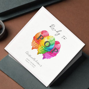 Ready to Pop Ice Cream Gradient Pink Baby Shower Napkin