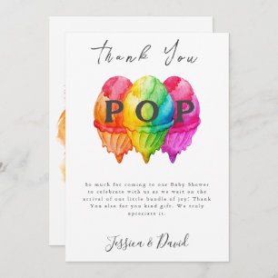 Ready to Pop Ice Cream Gradient Pink Baby Shower Thank You Card