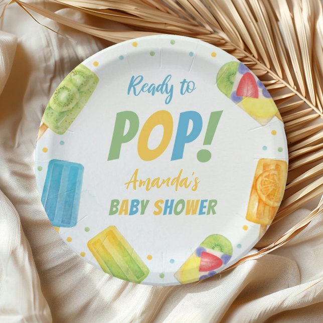 Ready To Pop Ice Cream Summer Baby Shower Popsicle Paper Plate (Creator Uploaded)