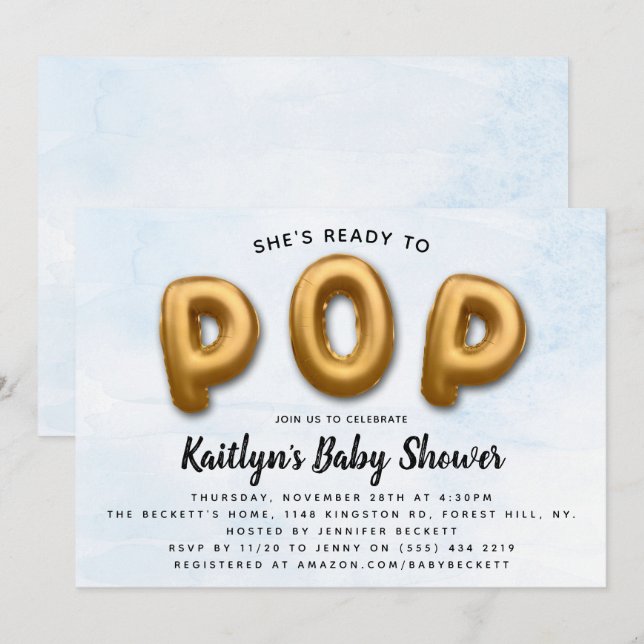 Ready To POP! Modern Baby Shower Invitation (Front/Back)