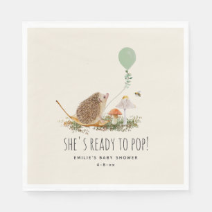 Ready to Pop Mushrooms Hedgehog Baby Shower Napkin