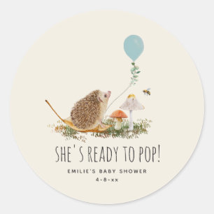 Ready to Pop Mushrooms Hedgehog Balloon Boy Classic Round Sticker