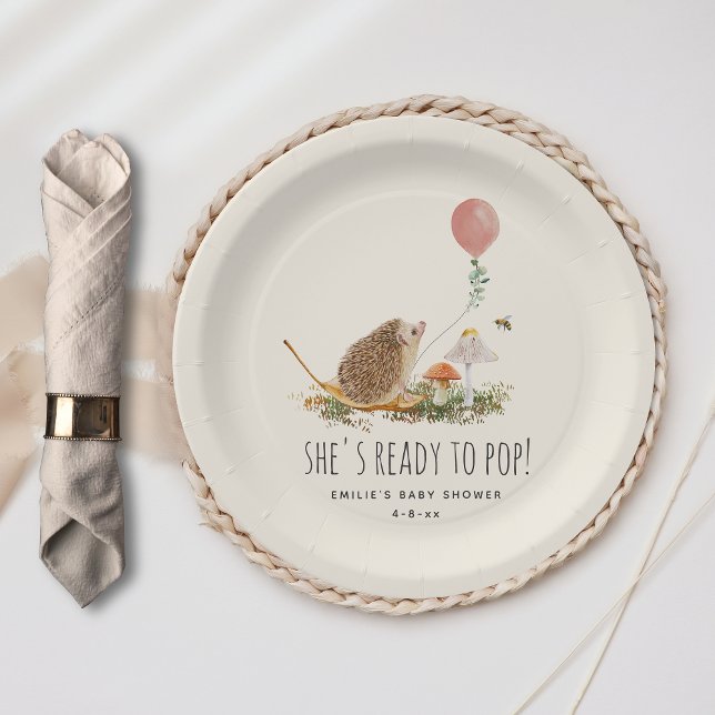 Ready to Pop Mushrooms Hedgehog Balloon Girl Class Paper Plate (Creator Uploaded)