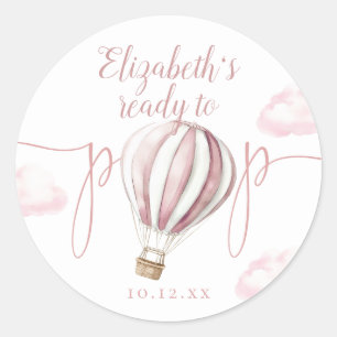 Ready To Pop Pink Balloon Baby Shower Classic Round Sticker