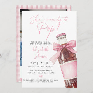 Ready To Pop Pink Soda Bottle Baby Shower Photo Invitation
