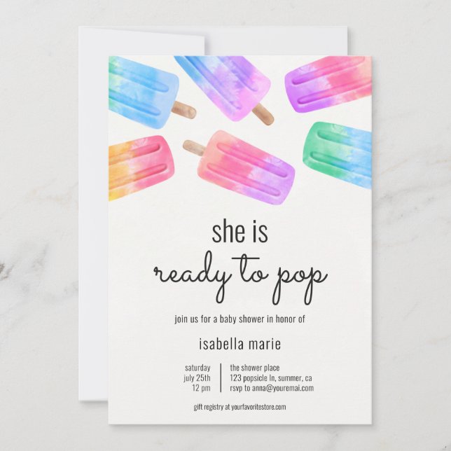 Ready to Pop Popsicle Baby Shower Invitation (Front)