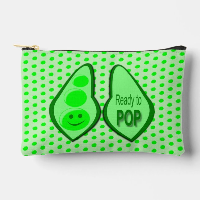 Ready to Pop Pregnant Green Pea Accessory Pouch (Front)