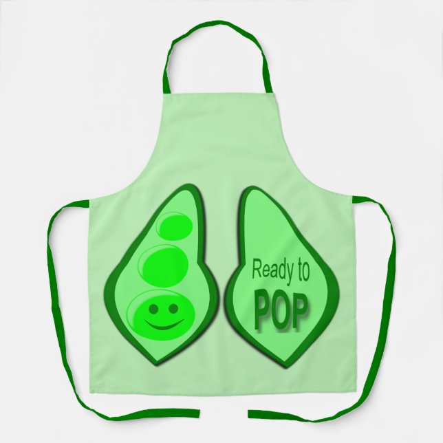 Ready to Pop Pregnant Green Pea Apron (Front)