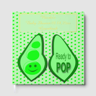 Ready to Pop Pregnant Green Pea Baby Shower Guest Book