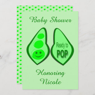 Ready to Pop Pregnant Green Pea Baby Shower Invitation