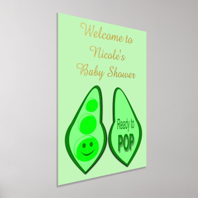 Ready to Pop Pregnant Green Pea Custom Baby Shower Foil Prints (Laydown)