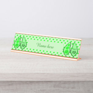 Ready to Pop Pregnant Green Pea Custom Desk Name Plate