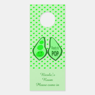 Ready to Pop Pregnant Green Pea Custom Door Hanger