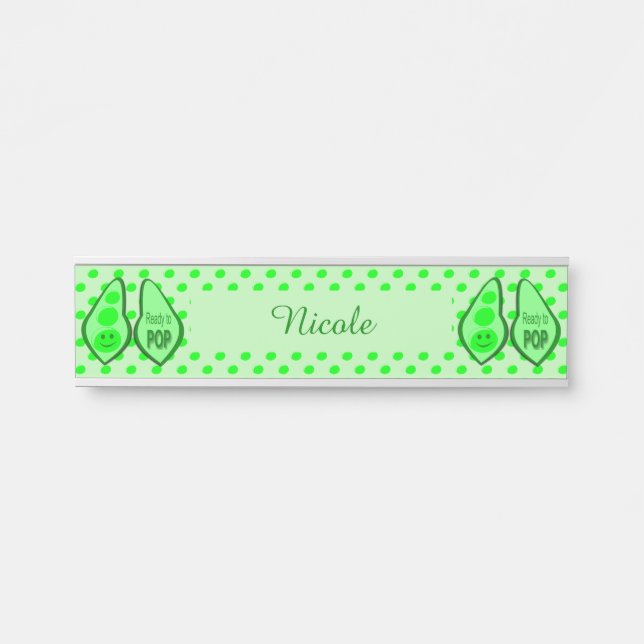 Ready to Pop Pregnant Green Pea Custom Door Sign (Front)