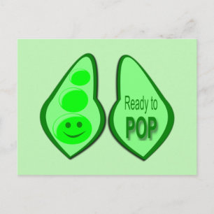 Ready to Pop Pregnant Green Pea Postcard