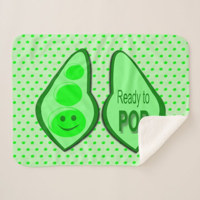 Ready to Pop Pregnant Green Pea Sherpa Blanket (Front (Horizontal))