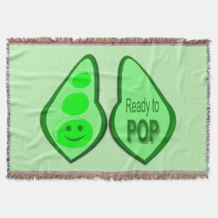 Ready to Pop Pregnant Green Pea Throw Blanket