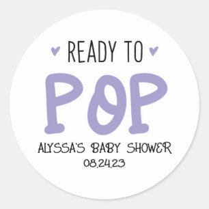 Ready To Pop Purple Baby Shower Sticker
