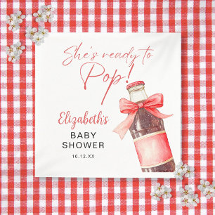 Ready To Pop Red Bow Soda Bottle Baby Shower Napkin