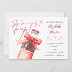 Ready To Pop Soda Bottle Bow QR Code Baby Shower Invitation