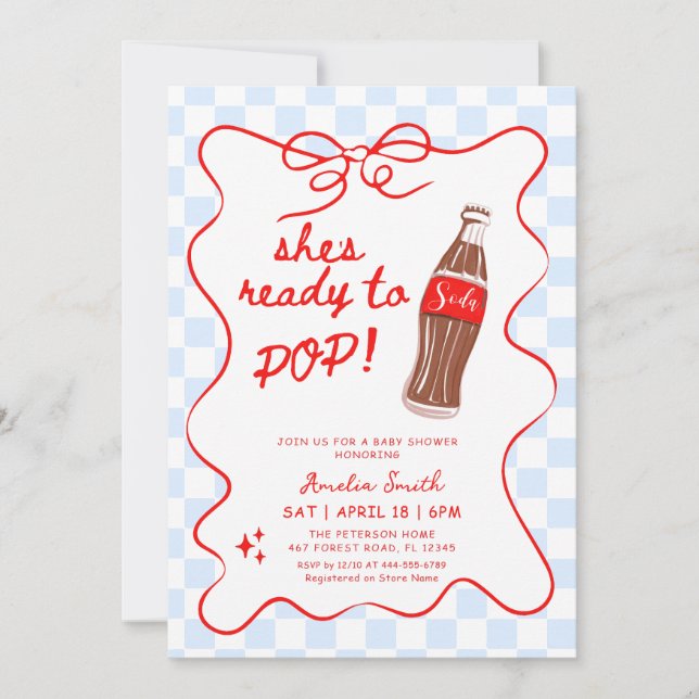 Ready to Pop Soda Boy Baby shower Invitation (Front)