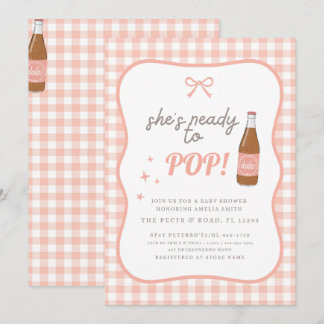 Ready to Pop Soda girl Baby shower Invitation