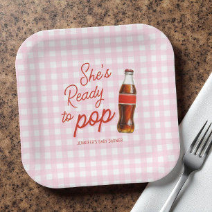 Ready To Pop Soda Pop Cola Girl Baby Shower Paper Plate