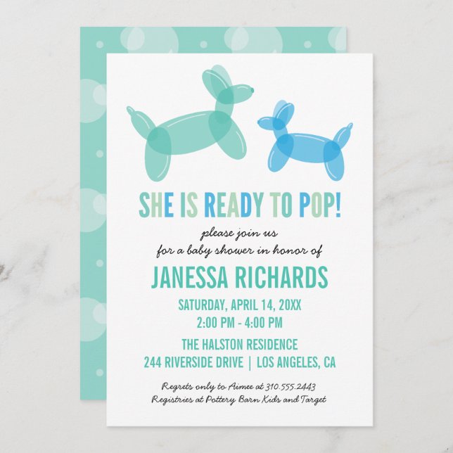 Ready to Pop Stylish Boy Baby Shower Invitations (Front/Back)