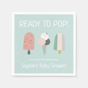 Ready to Pop Summer Baby Shower Napkins Mint Green