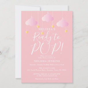 Ready to Pop Twinkle Twinkle Baby Girl Shower Pink Invitation