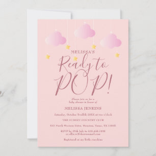 Ready to Pop Twinkle Twinkle Baby Girl Shower Pink Invitation
