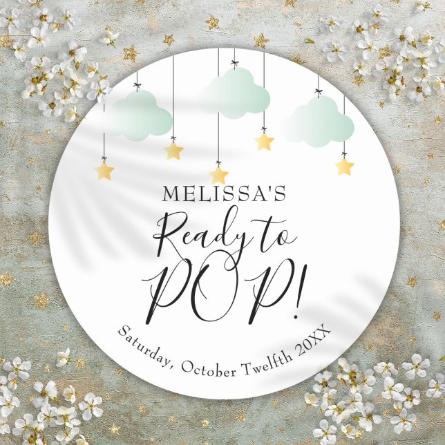 Ready To POP Twinkle Twinkle  Baby Shower Classic Round Sticker (Ready To POP Twinkle Twinkle Baby Shower Classic Round Sticker)