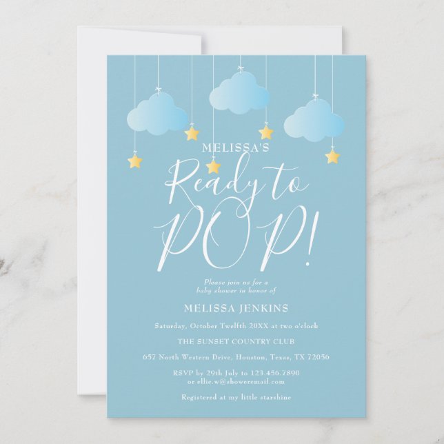 Ready To Pop Twinkle Twinkle Baby Shower Invitation (Front)