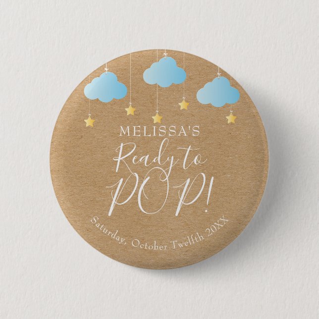 Ready to POP Twinkle Twinkle Blue Rustic Kraft 6 Cm Round Badge (Front)