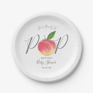 Ready To Pop Watercolor Peach Baby Shower Paper Plate